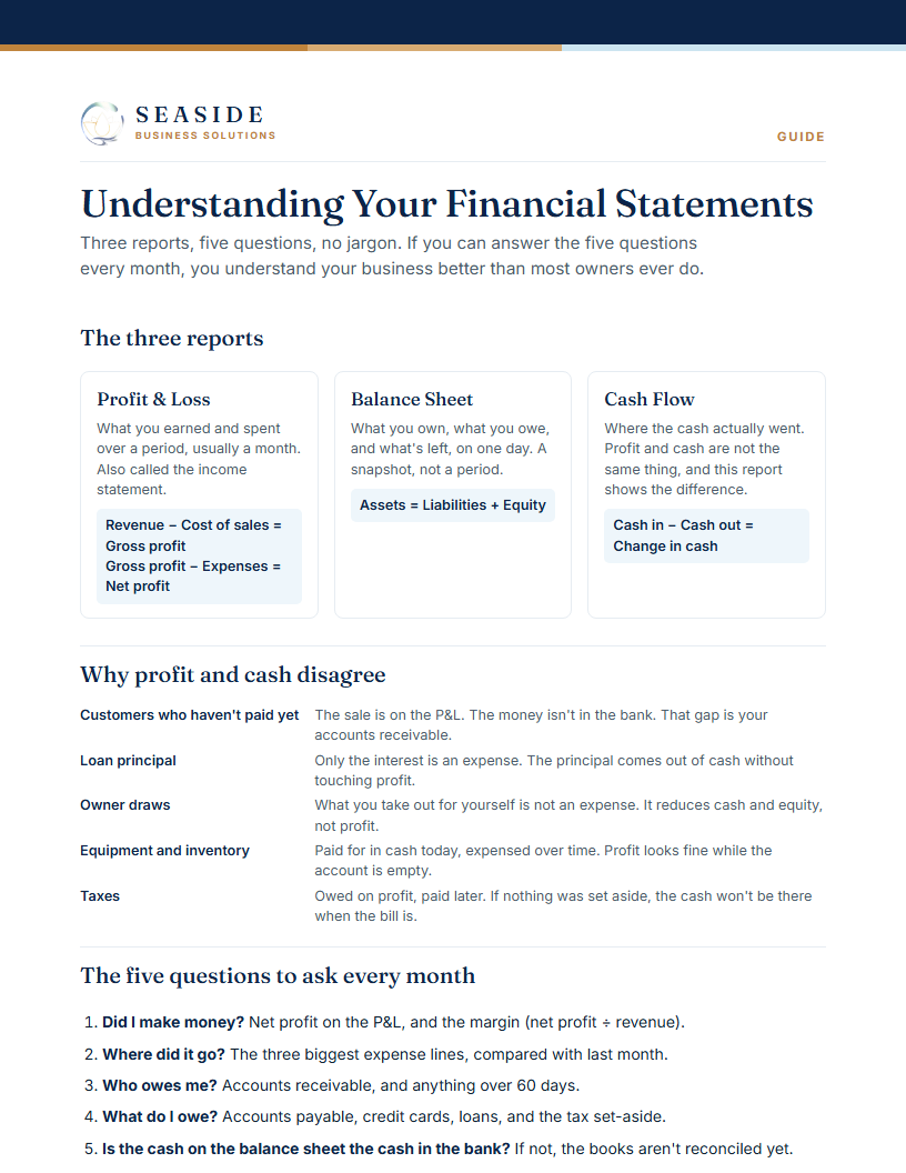 Understanding Your Financial Statements, page one